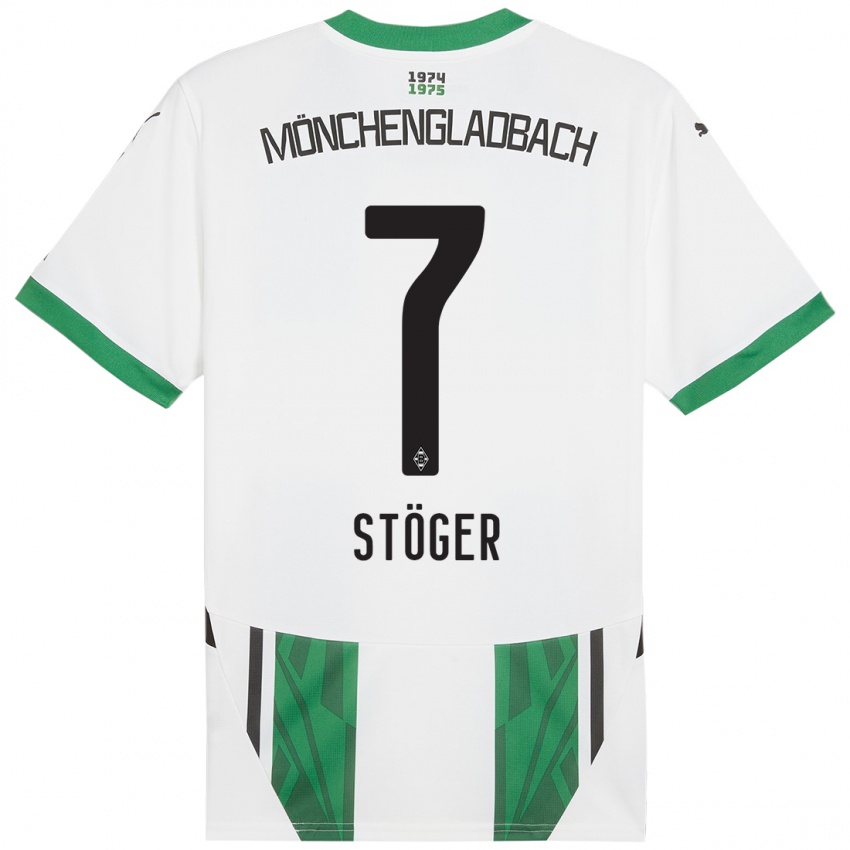 Kinder Kevin Stöger #7 Weiß Grün Heimtrikot Trikot 2024/25 T-Shirt