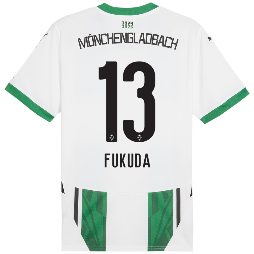 Kinder Shio Fukuda #13 Weiß Grün Heimtrikot Trikot 2024/25 T-Shirt