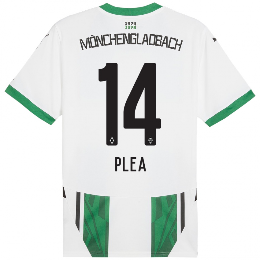 Kinder Alassane Plea #14 Weiß Grün Heimtrikot Trikot 2024/25 T-Shirt