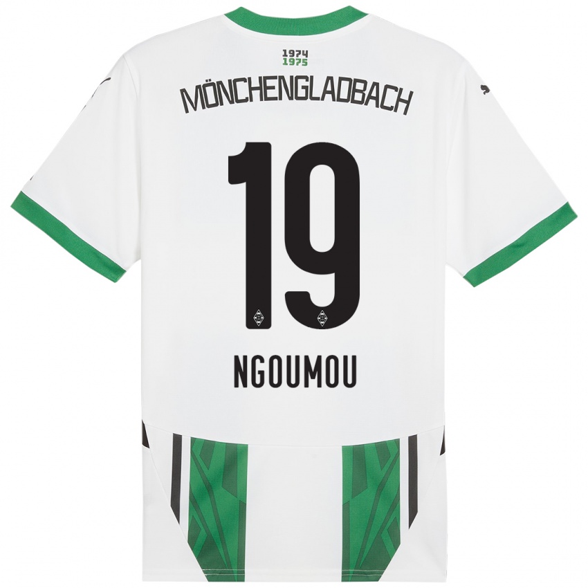 Kinder Nathan Ngoumou #19 Weiß Grün Heimtrikot Trikot 2024/25 T-Shirt