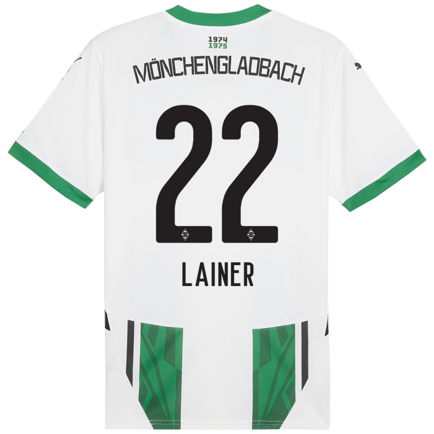 Kinder Stefan Lainer #22 Weiß Grün Heimtrikot Trikot 2024/25 T-Shirt