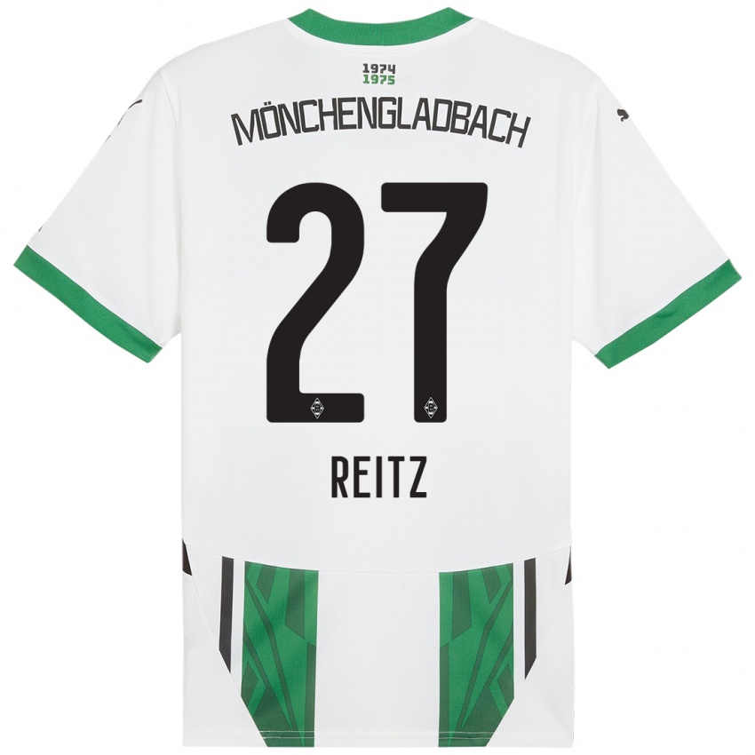 Kinder Rocco Reitz #27 Weiß Grün Heimtrikot Trikot 2024/25 T-Shirt