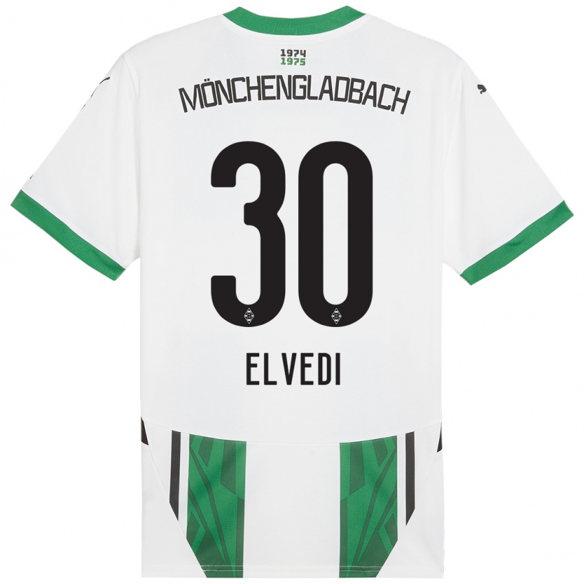 Kinder Nico Elvedi #30 Weiß Grün Heimtrikot Trikot 2024/25 T-Shirt