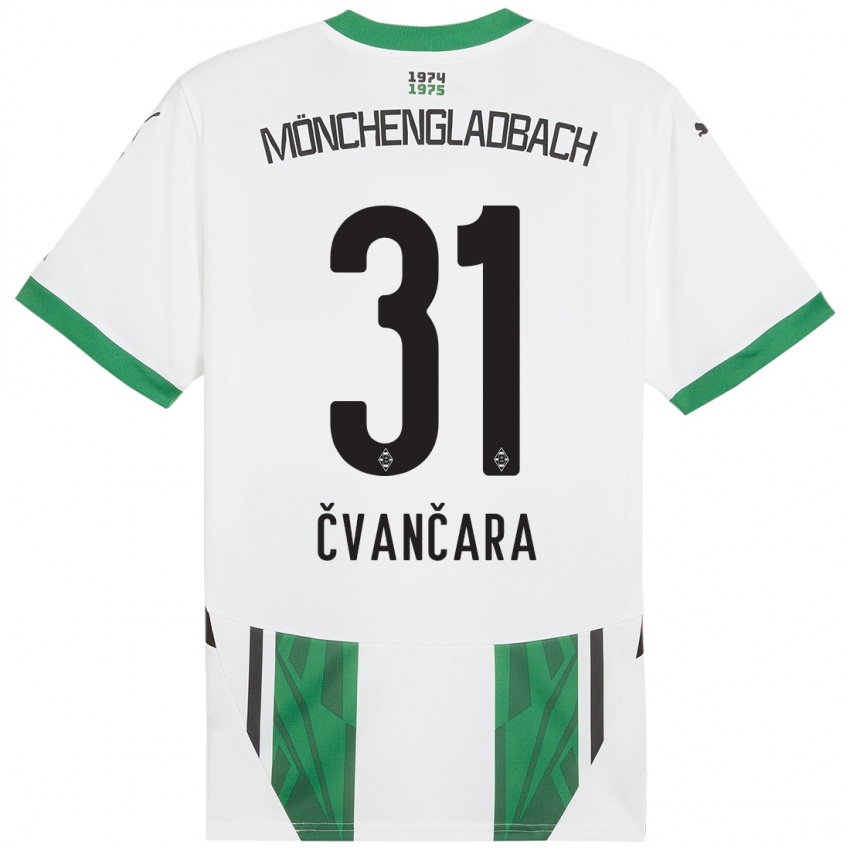 Kinder Tomas Cvancara #31 Weiß Grün Heimtrikot Trikot 2024/25 T-Shirt