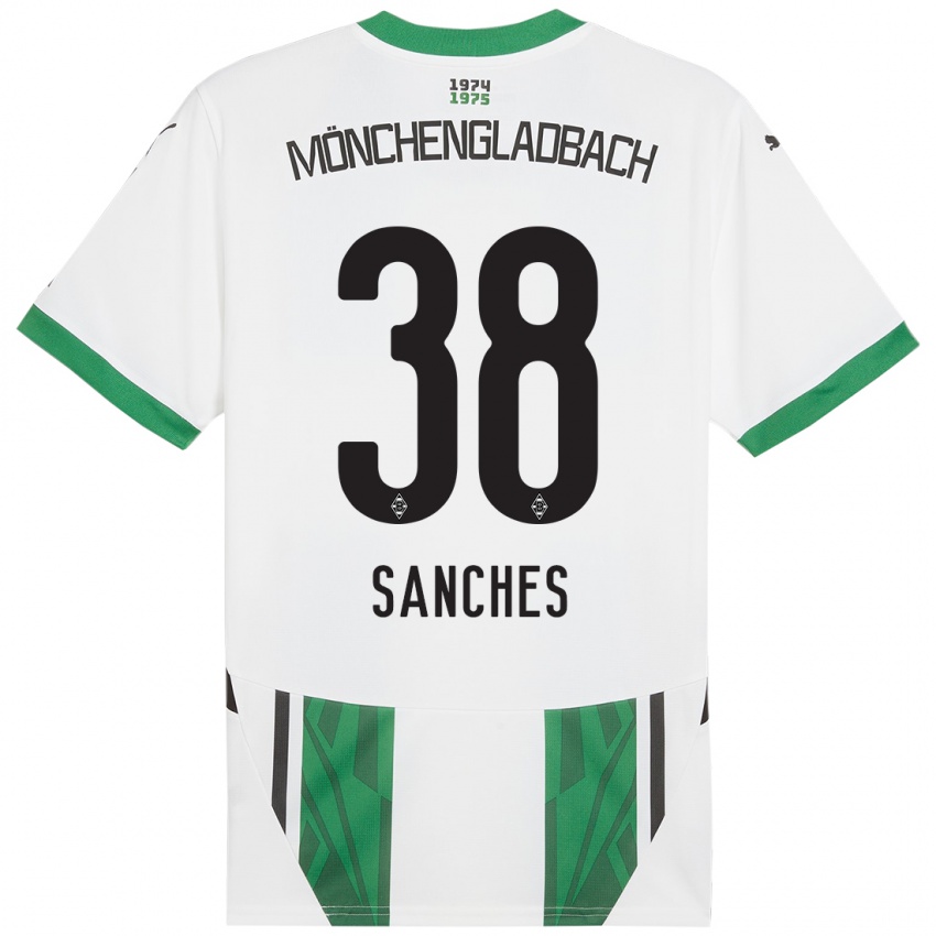 Kinder Yvandro Borges Sanches #38 Weiß Grün Heimtrikot Trikot 2024/25 T-Shirt