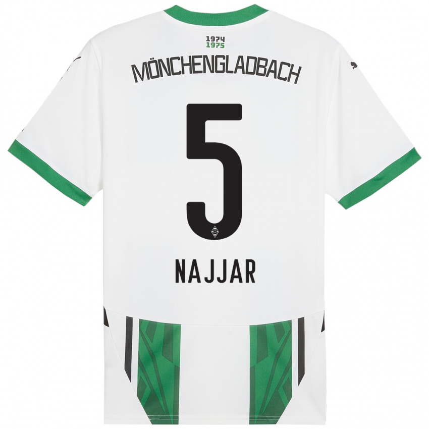 Kinder Jamil Najjar #5 Weiß Grün Heimtrikot Trikot 2024/25 T-Shirt