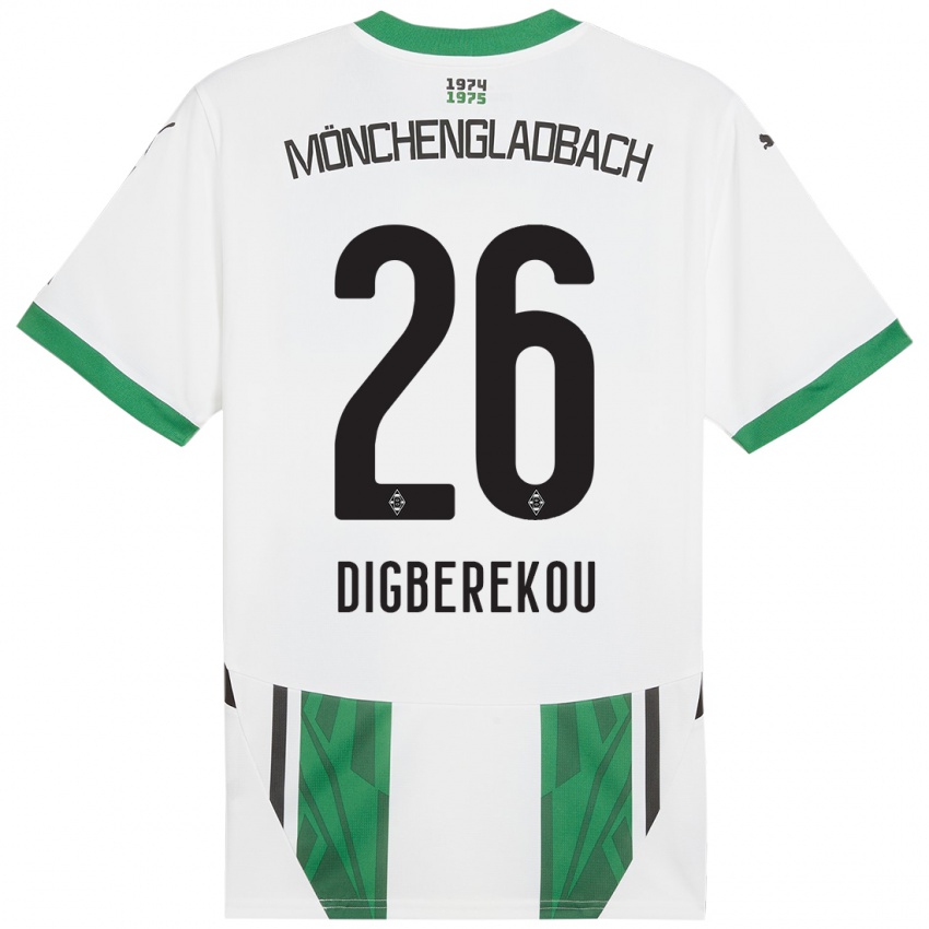 Kinder Ibrahim Digberekou #26 Weiß Grün Heimtrikot Trikot 2024/25 T-Shirt