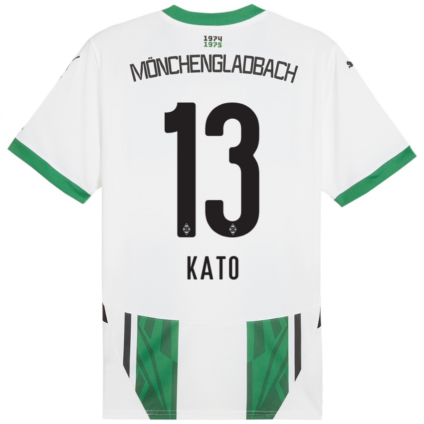 Kinder Mizuho Kato #13 Weiß Grün Heimtrikot Trikot 2024/25 T-Shirt