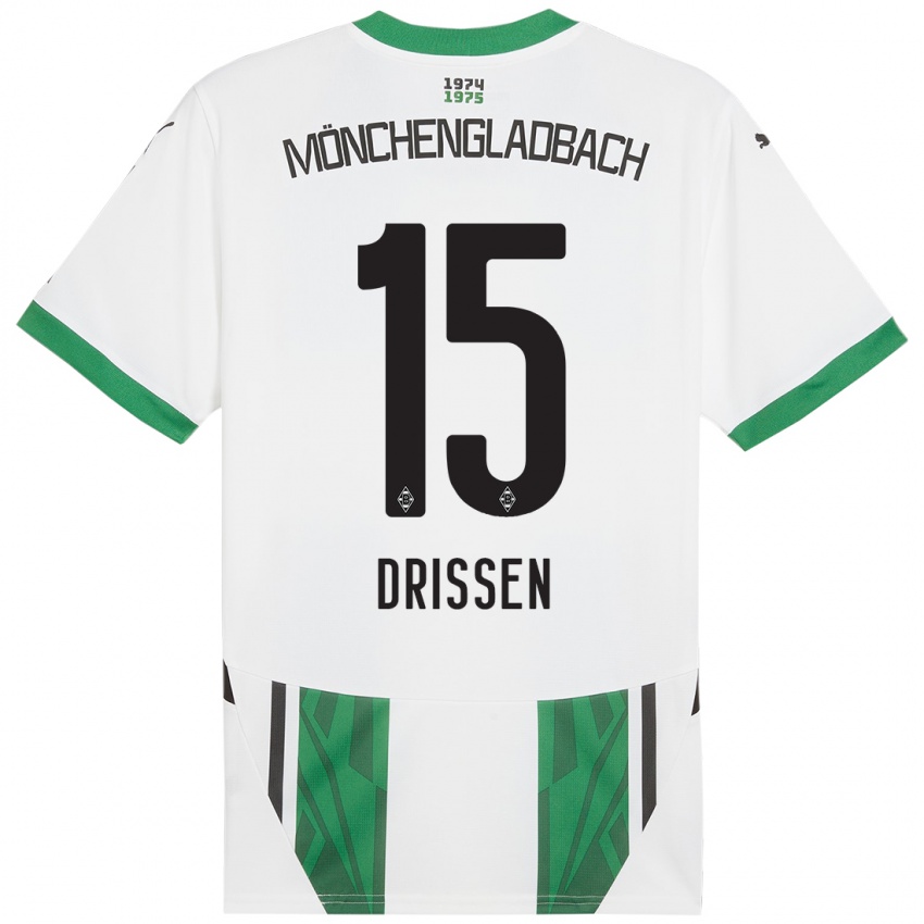 Kinder Sam Drissen #15 Weiß Grün Heimtrikot Trikot 2024/25 T-Shirt