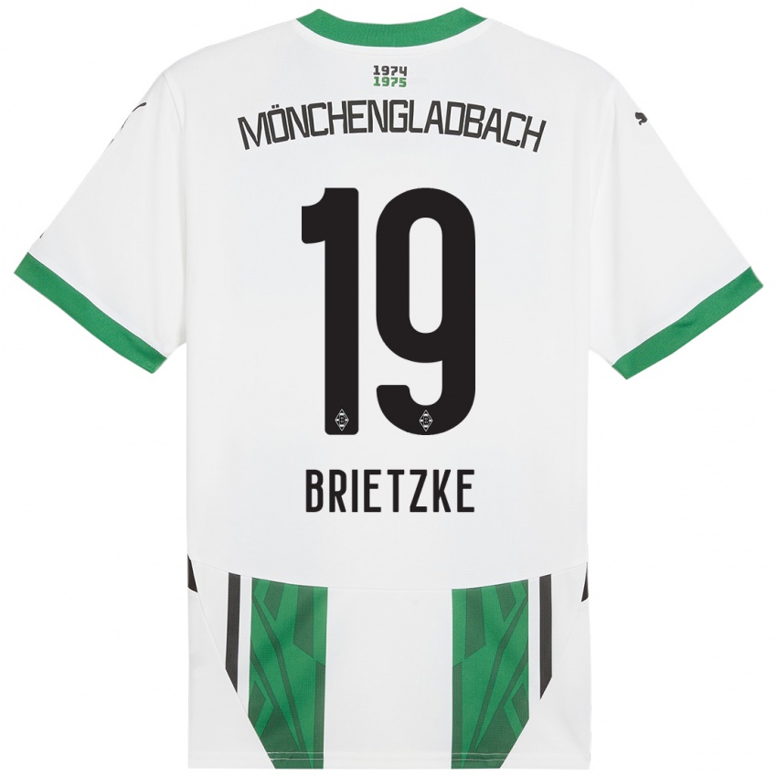 Kinder Yvonne Brietzke #19 Weiß Grün Heimtrikot Trikot 2024/25 T-Shirt