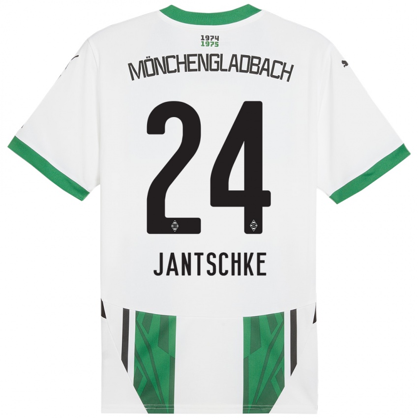 Kinder Tony Jantschke #24 Weiß Grün Heimtrikot Trikot 2024/25 T-Shirt