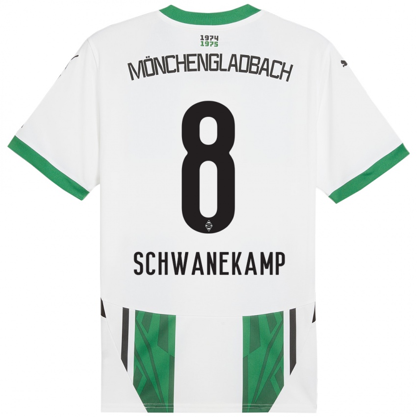 Kinder Jana Schwanekamp #8 Weiß Grün Heimtrikot Trikot 2024/25 T-Shirt