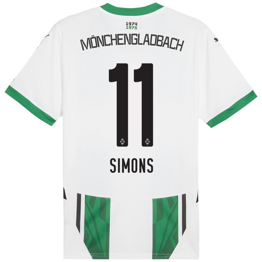 Kinder Kelly Simons #11 Weiß Grün Heimtrikot Trikot 2024/25 T-Shirt