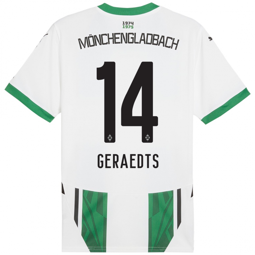 Kinder Kelsey Geraedts #14 Weiß Grün Heimtrikot Trikot 2024/25 T-Shirt