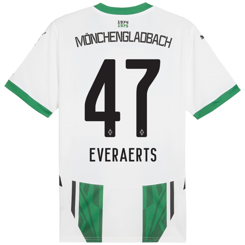 Kinder Kim Everaerts #47 Weiß Grün Heimtrikot Trikot 2024/25 T-Shirt