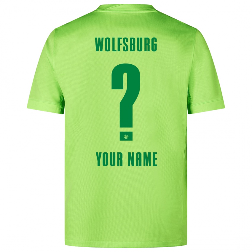 Kinder Ihren Namen #0 Fluoreszierendes Grün Heimtrikot Trikot 2024/25 T-Shirt