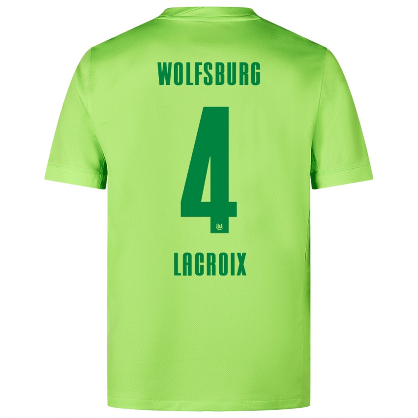 Kinder Maxence Lacroix #4 Fluoreszierendes Grün Heimtrikot Trikot 2024/25 T-Shirt