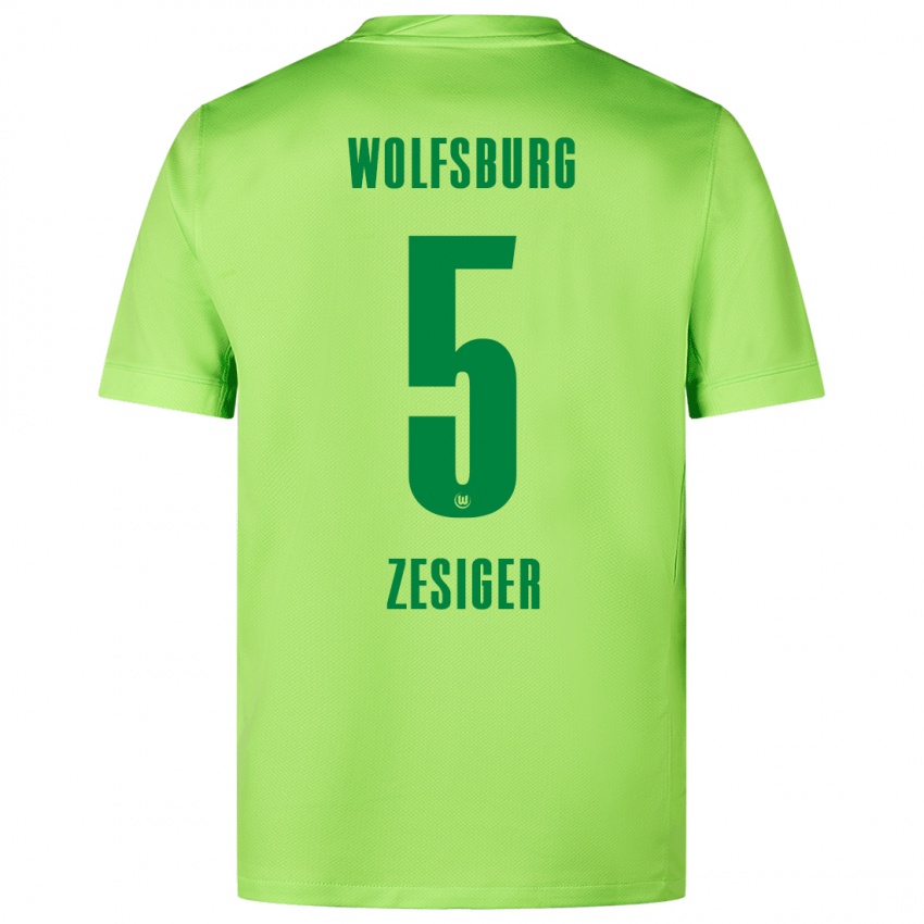 Kinder Cédric Zesiger #5 Fluoreszierendes Grün Heimtrikot Trikot 2024/25 T-Shirt