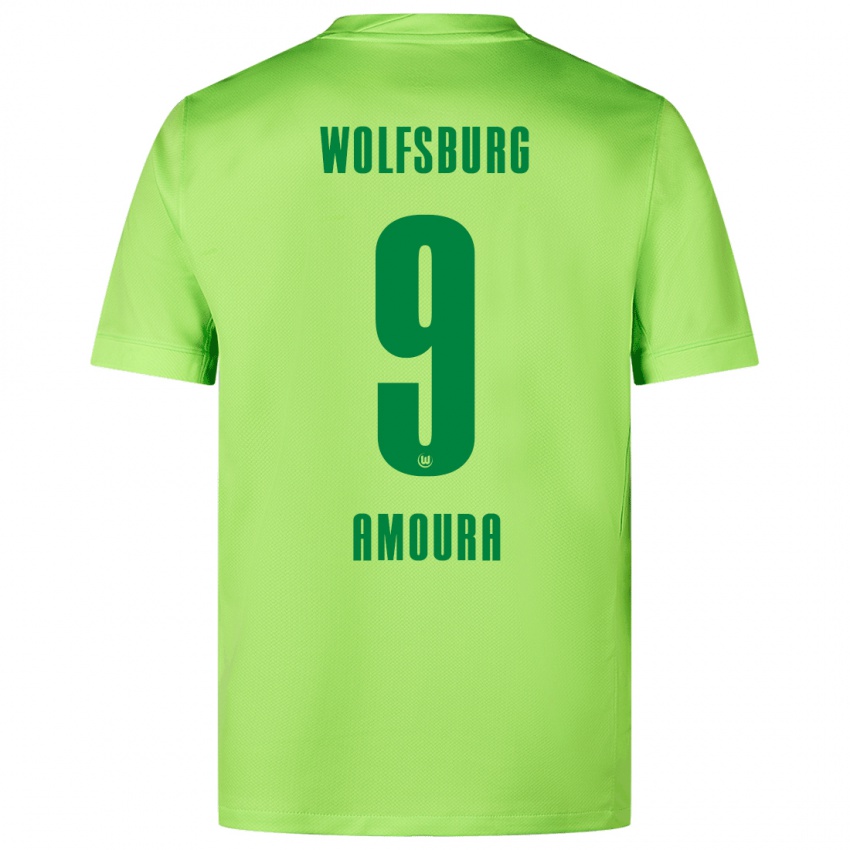 Kinder Mohamed Amoura #9 Fluoreszierendes Grün Heimtrikot Trikot 2024/25 T-Shirt