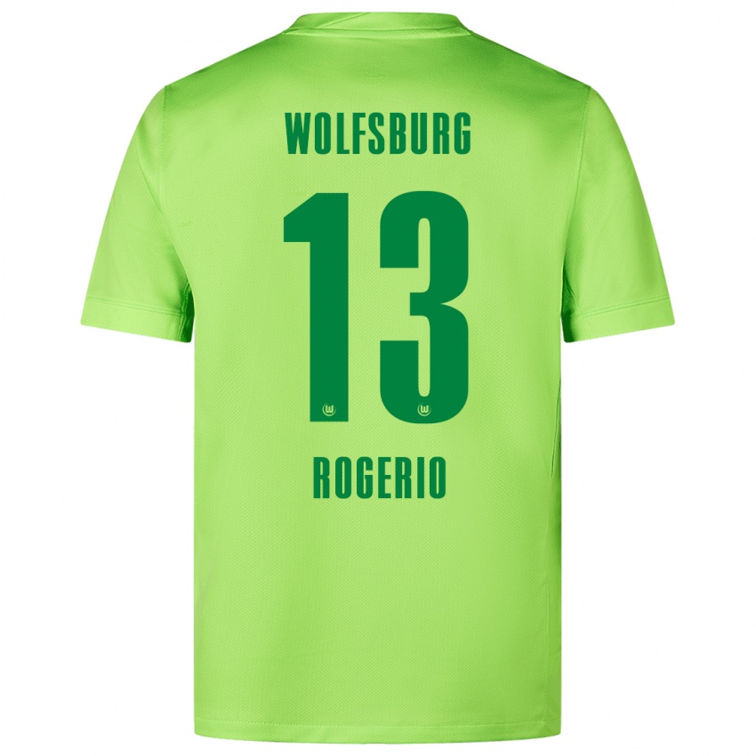 Kinder Rogério #13 Fluoreszierendes Grün Heimtrikot Trikot 2024/25 T-Shirt