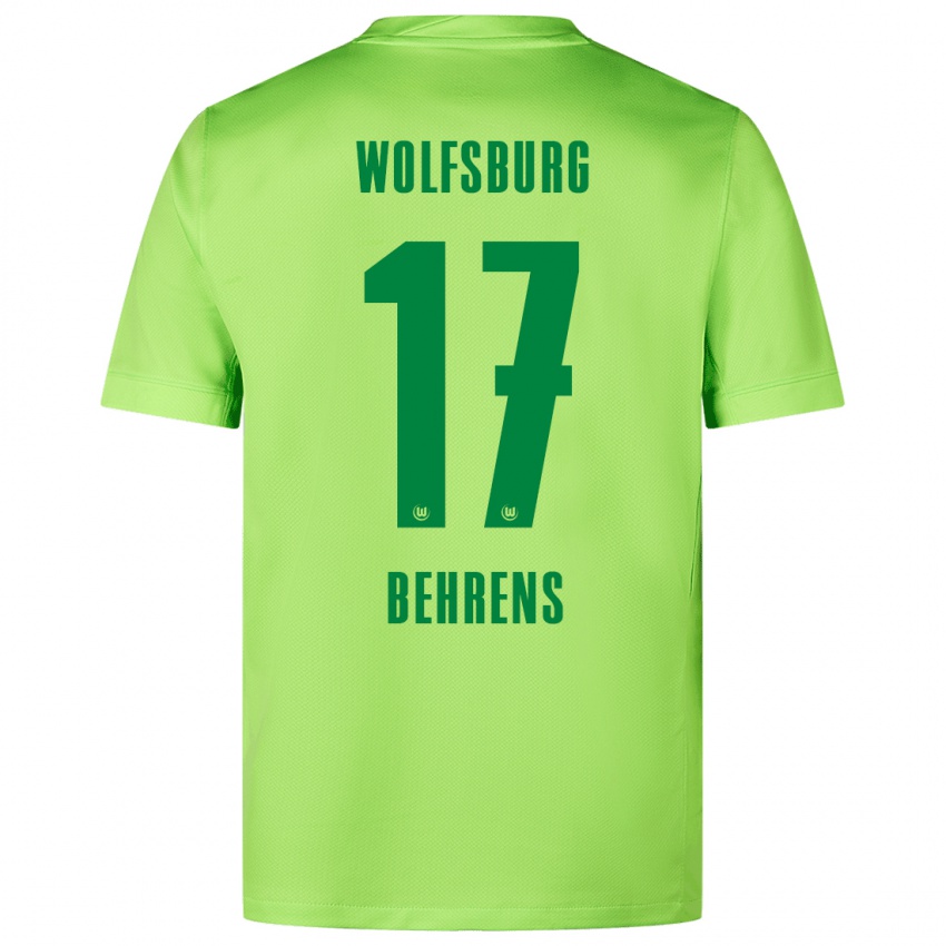 Kinder Kevin Behrens #17 Fluoreszierendes Grün Heimtrikot Trikot 2024/25 T-Shirt