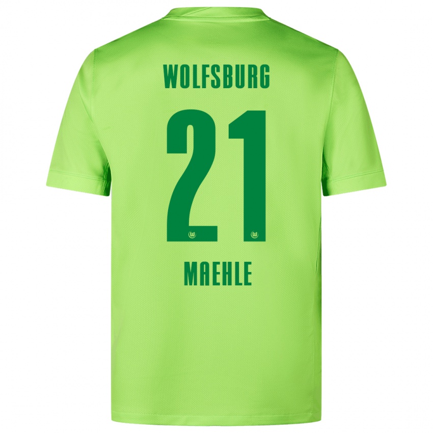 Kinder Joakim Maehle #21 Fluoreszierendes Grün Heimtrikot Trikot 2024/25 T-Shirt