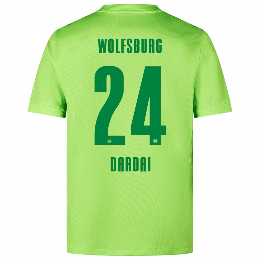 Kinder Bence Dárdai #24 Fluoreszierendes Grün Heimtrikot Trikot 2024/25 T-Shirt