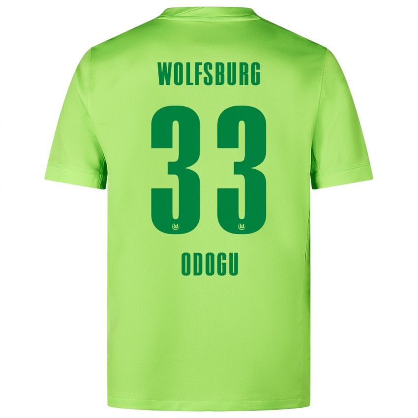 Kinder David Odogu #33 Fluoreszierendes Grün Heimtrikot Trikot 2024/25 T-Shirt