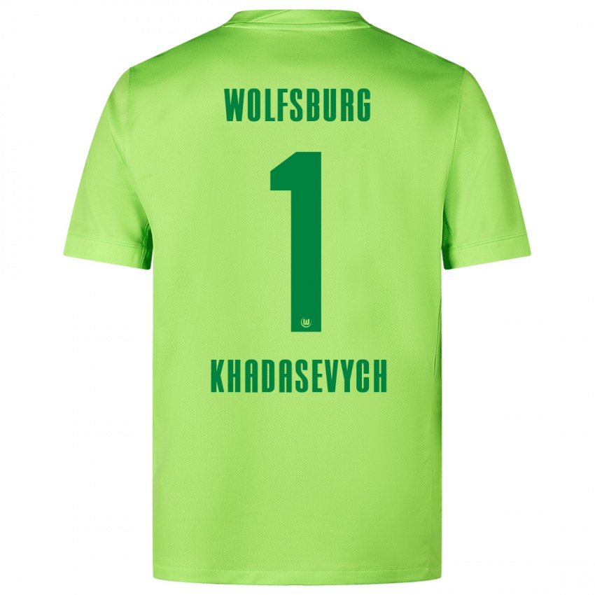 Kinder Kyrylo Khadasevych #1 Fluoreszierendes Grün Heimtrikot Trikot 2024/25 T-Shirt