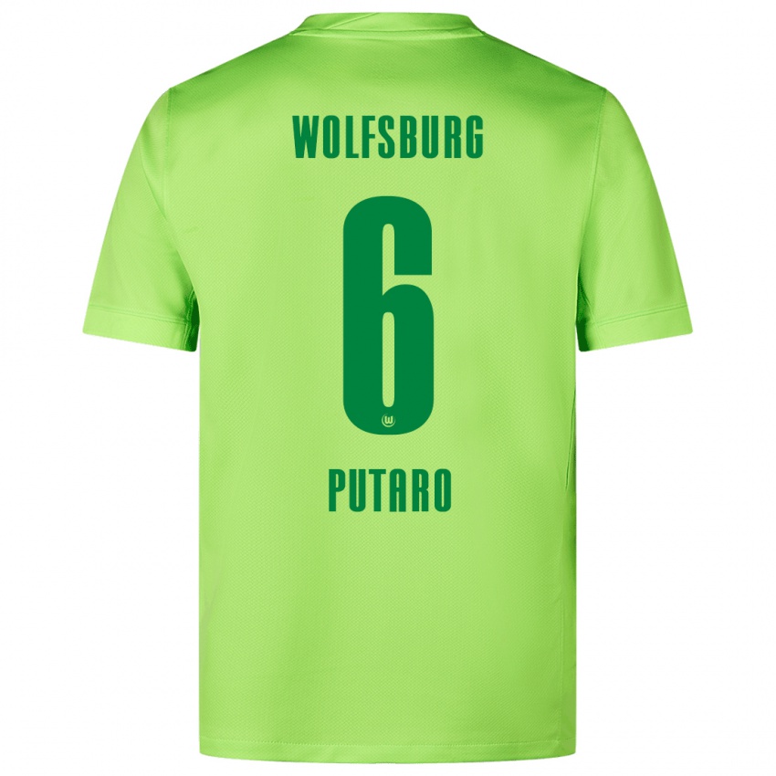 Kinder Luca Putaro #6 Fluoreszierendes Grün Heimtrikot Trikot 2024/25 T-Shirt