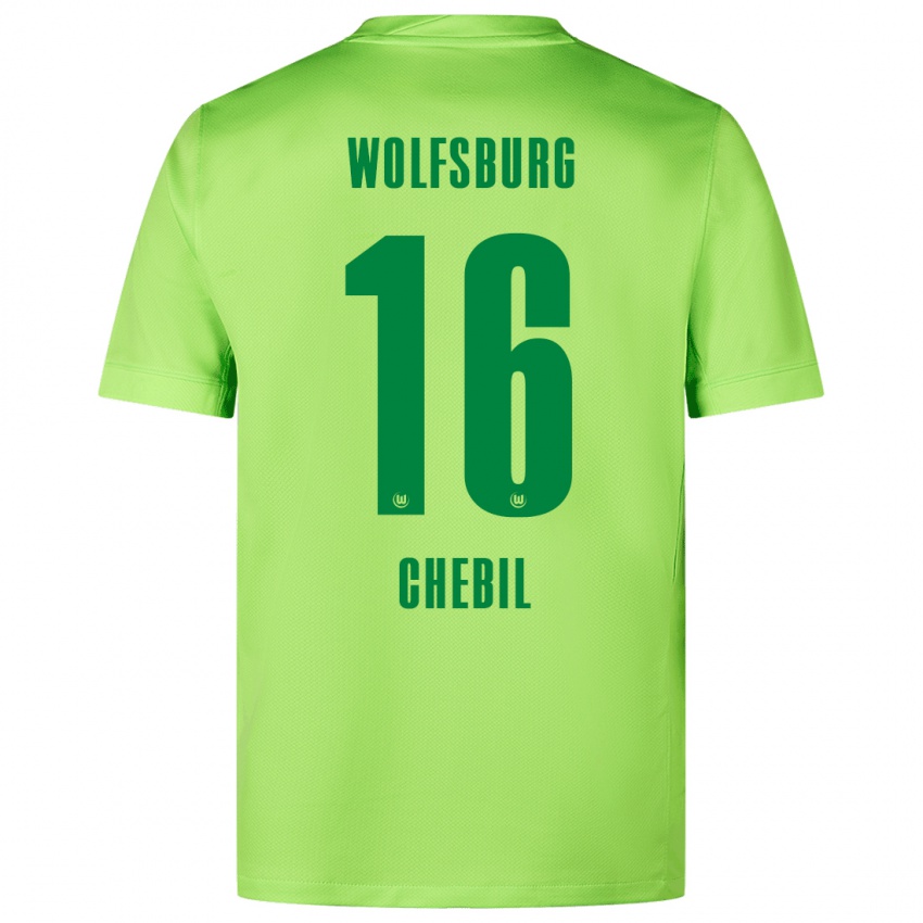 Kinder Yasin Chebil #16 Fluoreszierendes Grün Heimtrikot Trikot 2024/25 T-Shirt