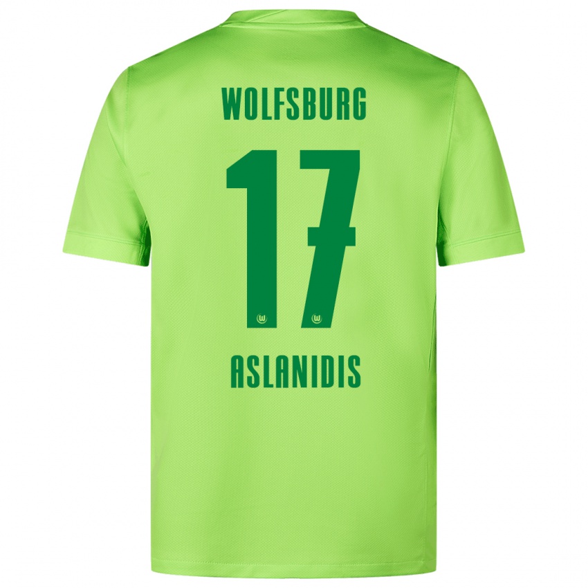 Kinder Elijas Aslanidis #17 Fluoreszierendes Grün Heimtrikot Trikot 2024/25 T-Shirt