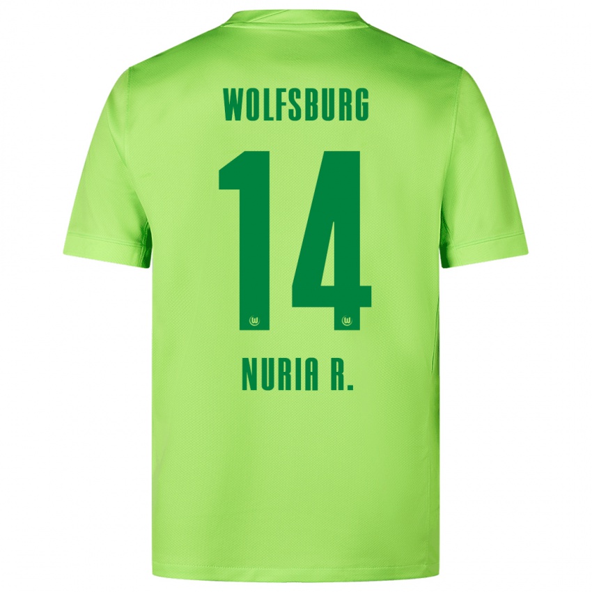 Kinder Nuria Rabano #14 Fluoreszierendes Grün Heimtrikot Trikot 2024/25 T-Shirt