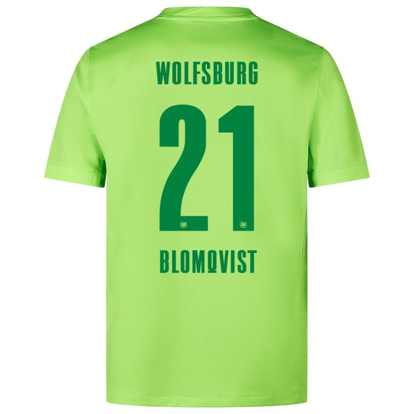 Kinder Rebecka Blomqvist #21 Fluoreszierendes Grün Heimtrikot Trikot 2024/25 T-Shirt