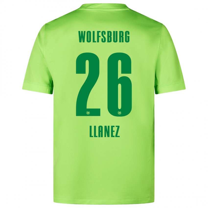 Kinder Ulysses Llanez #26 Fluoreszierendes Grün Heimtrikot Trikot 2024/25 T-Shirt