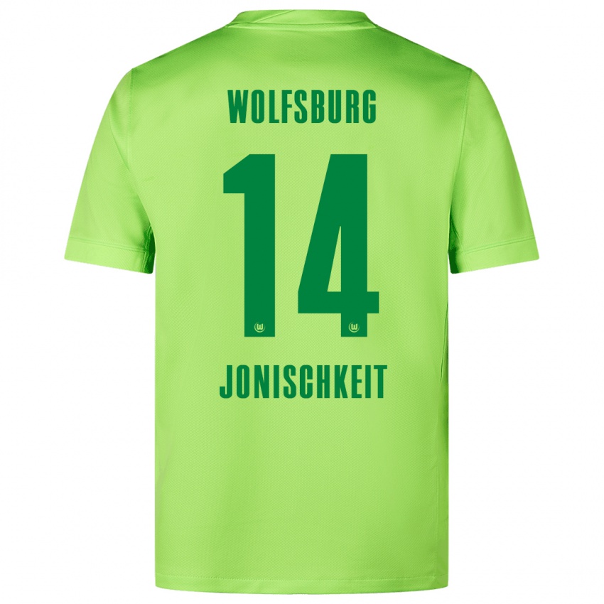 Kinder Jamal Jonischkeit #14 Fluoreszierendes Grün Heimtrikot Trikot 2024/25 T-Shirt