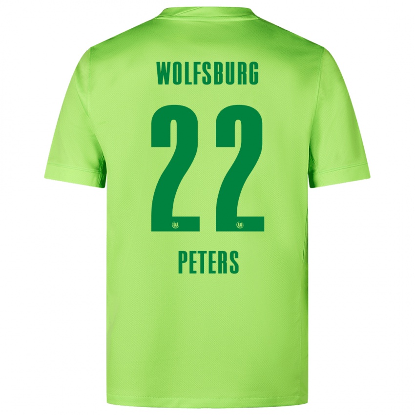 Kinder Laurin Peters #22 Fluoreszierendes Grün Heimtrikot Trikot 2024/25 T-Shirt