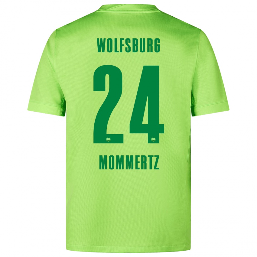 Kinder Benjamin Mommertz #24 Fluoreszierendes Grün Heimtrikot Trikot 2024/25 T-Shirt