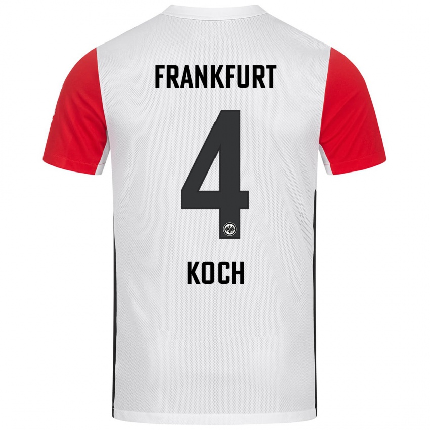 Kinder Robin Koch #4 Weiß Rot Heimtrikot Trikot 2024/25 T-Shirt