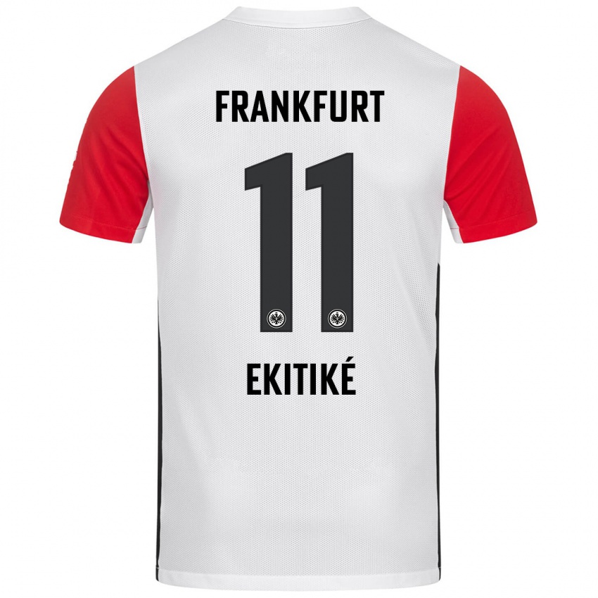 Kinder Hugo Ekitike #11 Weiß Rot Heimtrikot Trikot 2024/25 T-Shirt