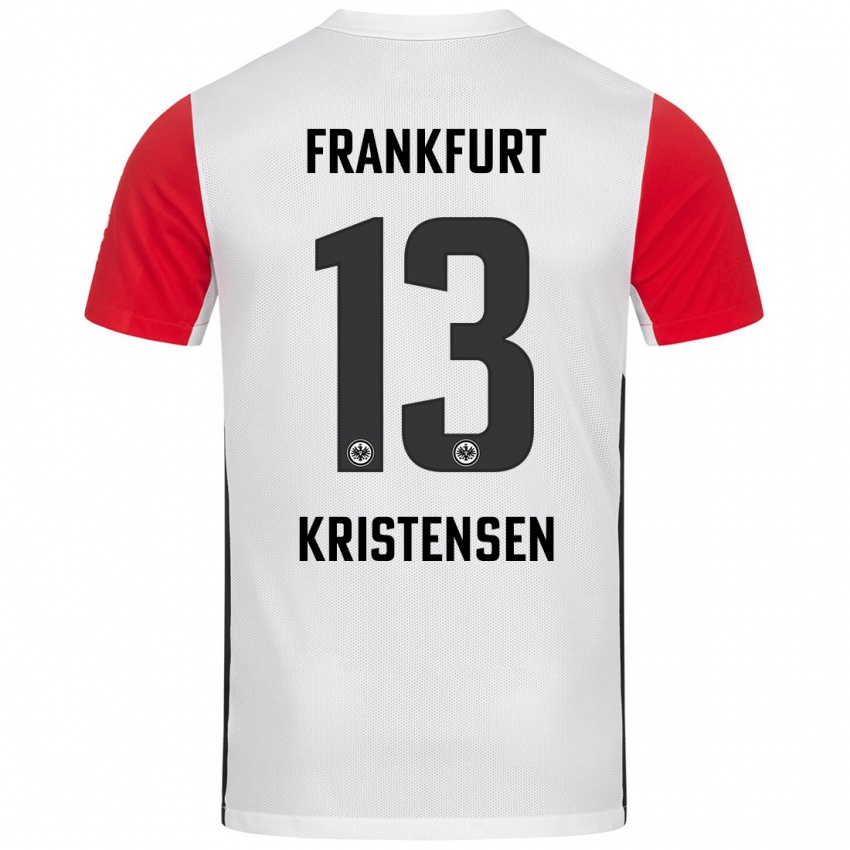 Kinder Rasmus Kristensen #13 Weiß Rot Heimtrikot Trikot 2024/25 T-Shirt