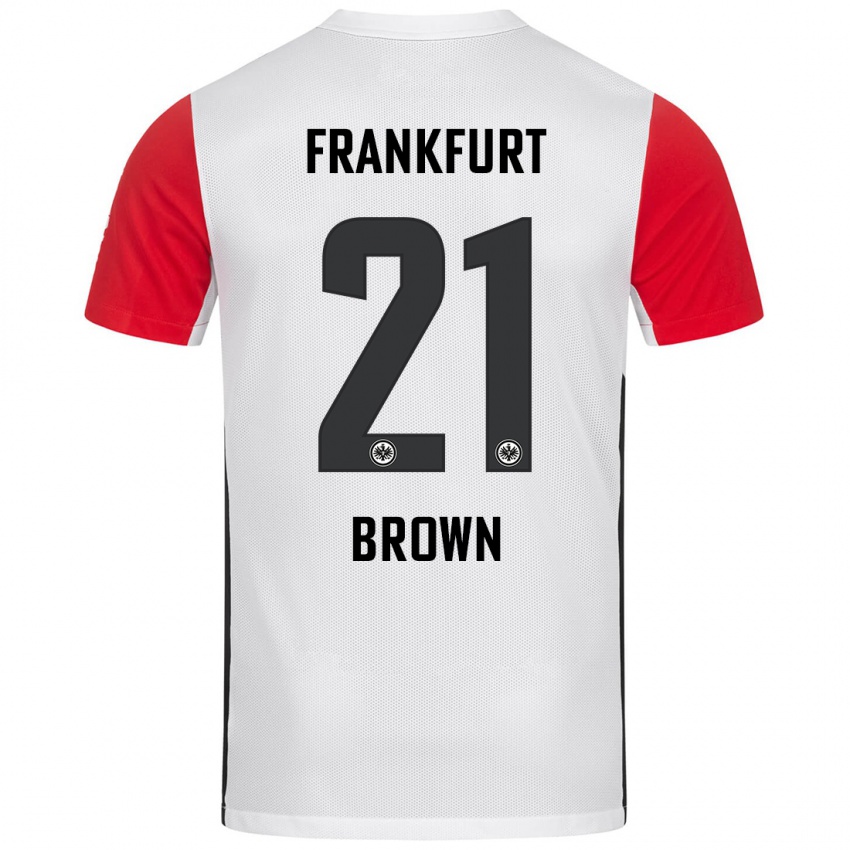 Kinder Nathaniel Brown #21 Weiß Rot Heimtrikot Trikot 2024/25 T-Shirt