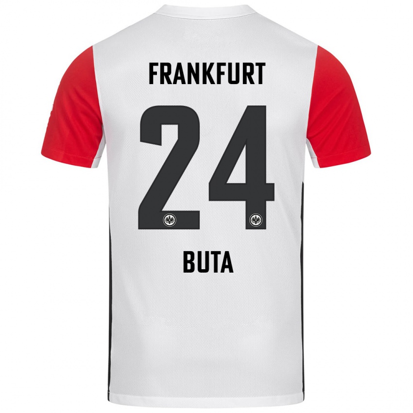 Kinder Aurélio Buta #24 Weiß Rot Heimtrikot Trikot 2024/25 T-Shirt