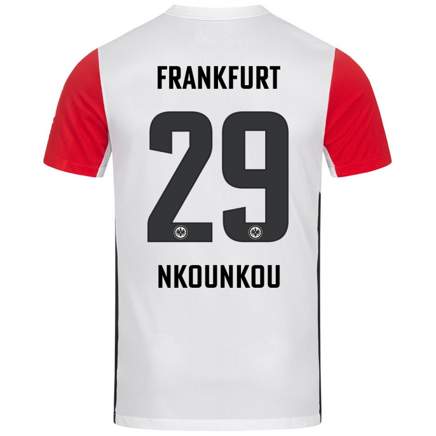 Kinder Niels Nkounkou #29 Weiß Rot Heimtrikot Trikot 2024/25 T-Shirt