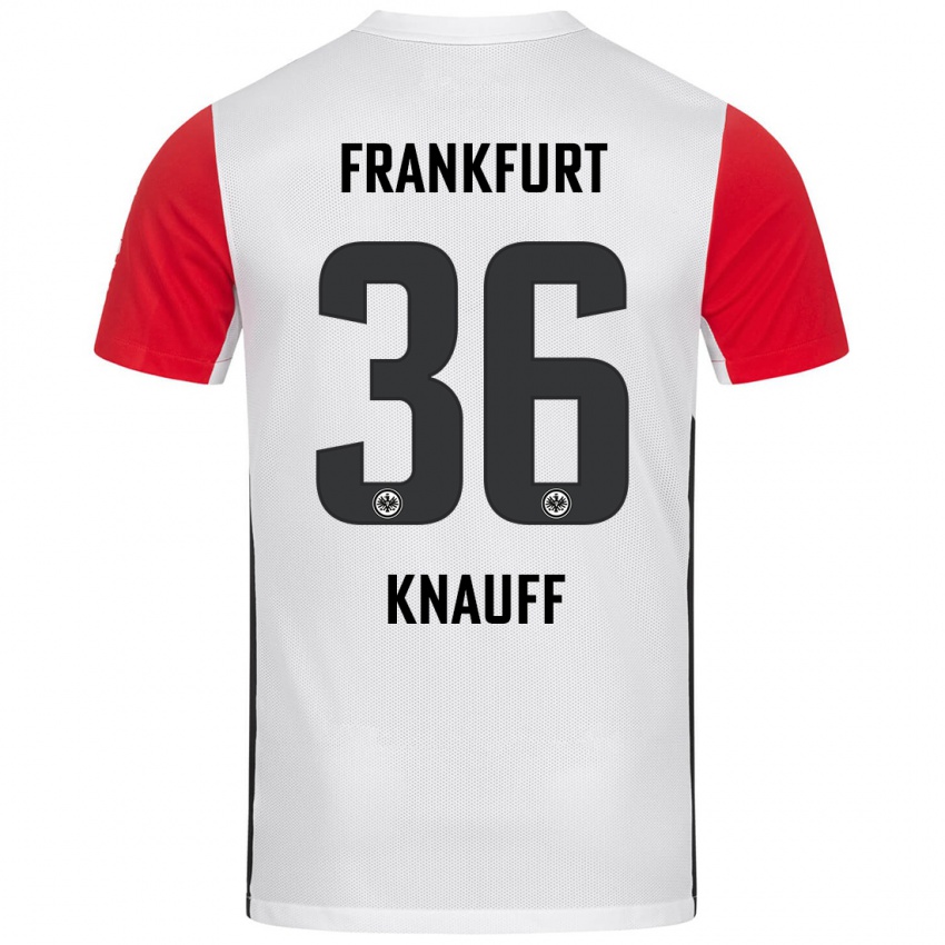 Kinder Ansgar Knauff #36 Weiß Rot Heimtrikot Trikot 2024/25 T-Shirt