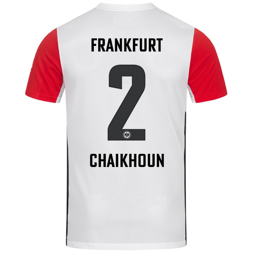 Kinder Ayoub Chaikhoun #2 Weiß Rot Heimtrikot Trikot 2024/25 T-Shirt