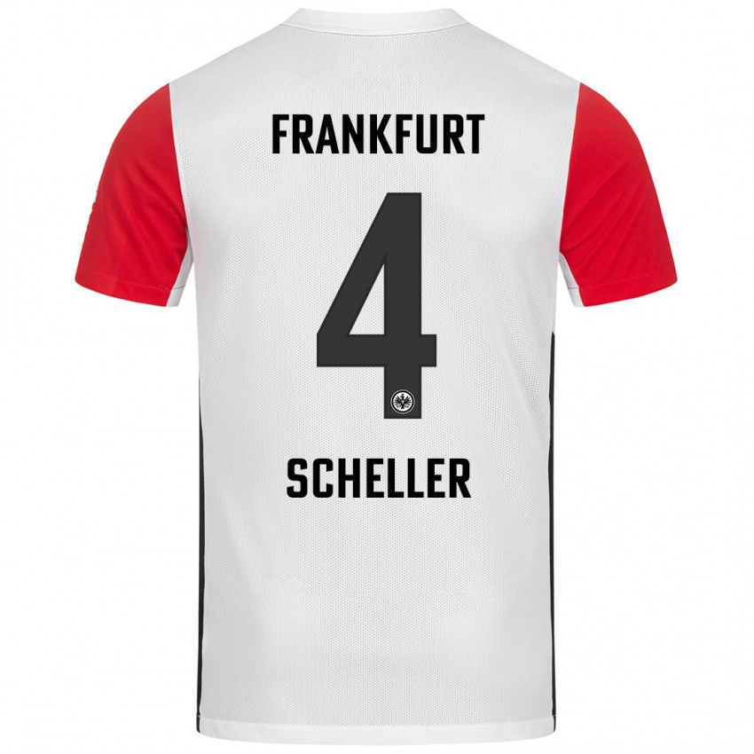 Kinder Niklas Scheller #4 Weiß Rot Heimtrikot Trikot 2024/25 T-Shirt