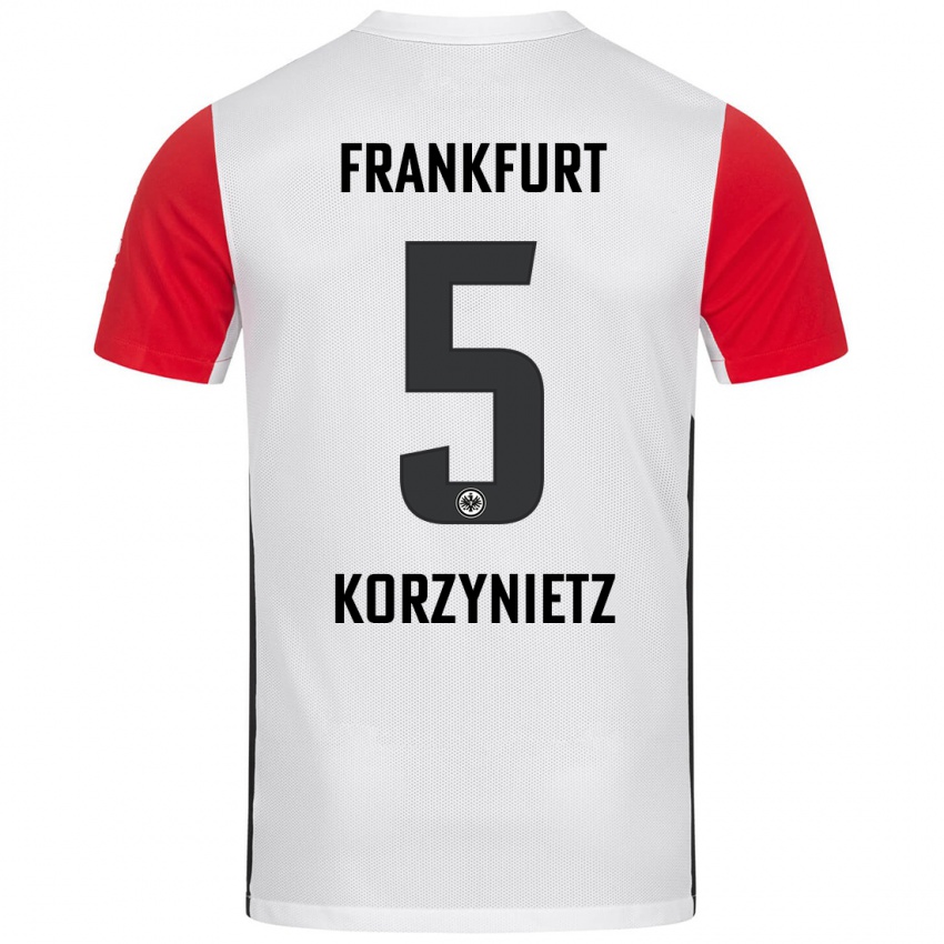 Kinder Jaden Korzynietz #5 Weiß Rot Heimtrikot Trikot 2024/25 T-Shirt