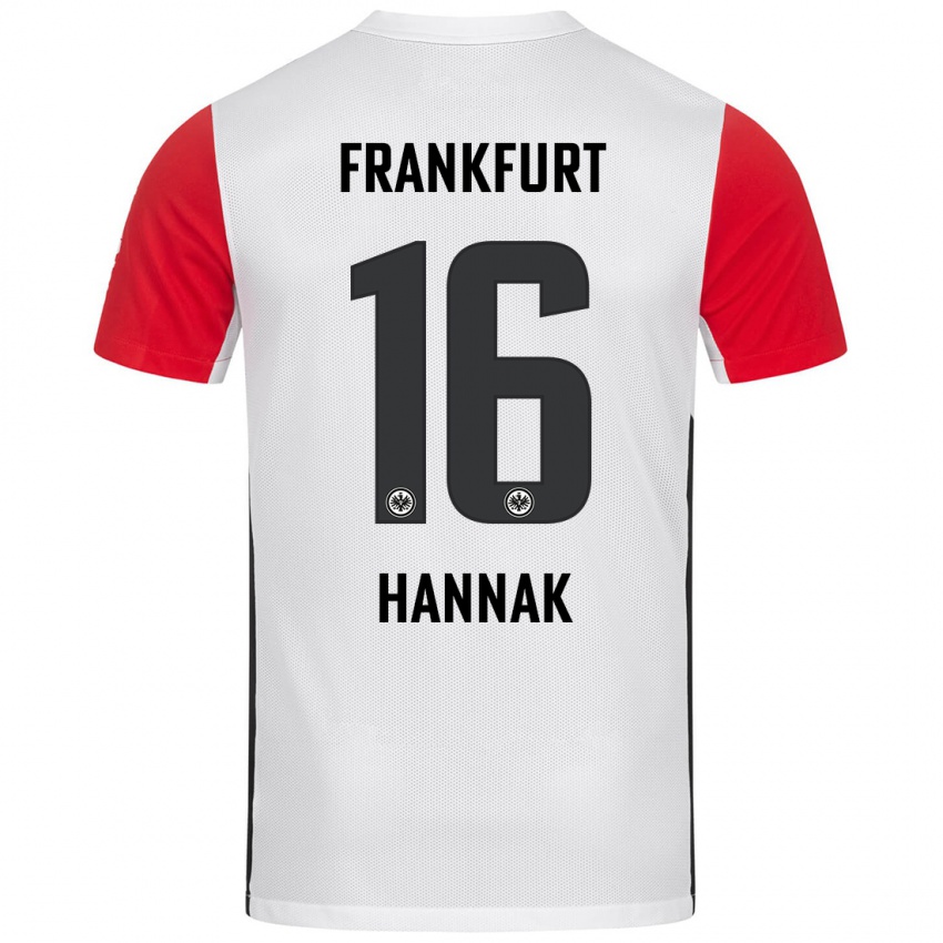 Kinder Tim Hannak #16 Weiß Rot Heimtrikot Trikot 2024/25 T-Shirt