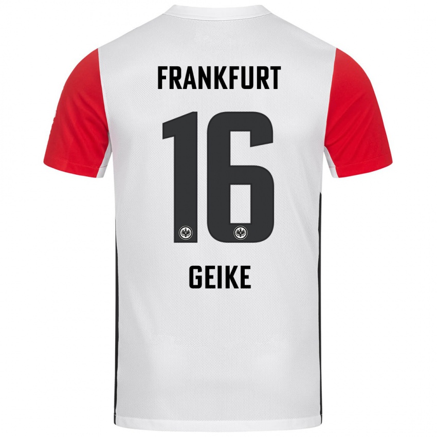 Kinder Jonah Geike #16 Weiß Rot Heimtrikot Trikot 2024/25 T-Shirt